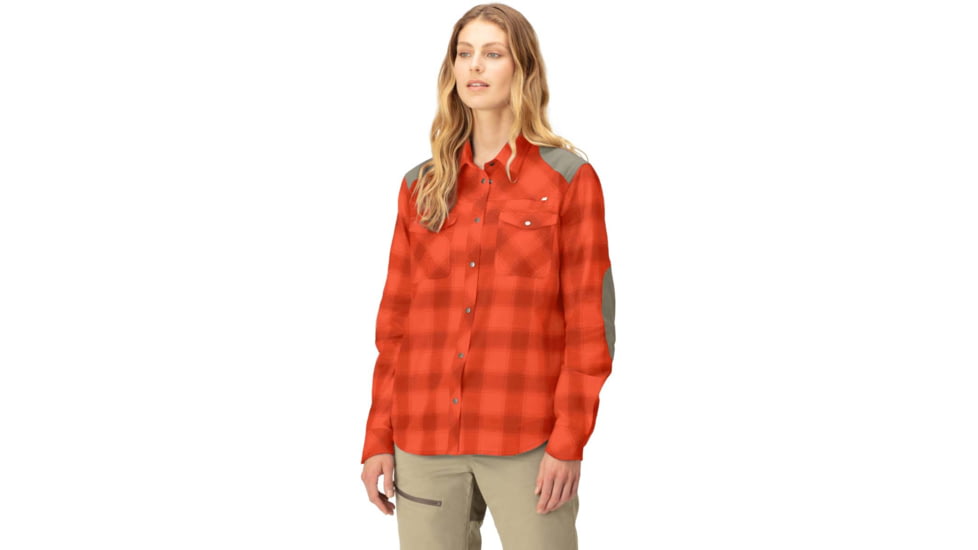 Norrona Svalbard Flannel Shirt - Womens, Orange Alert/Rooibos Tea, Large, 2401-23 5656 L
