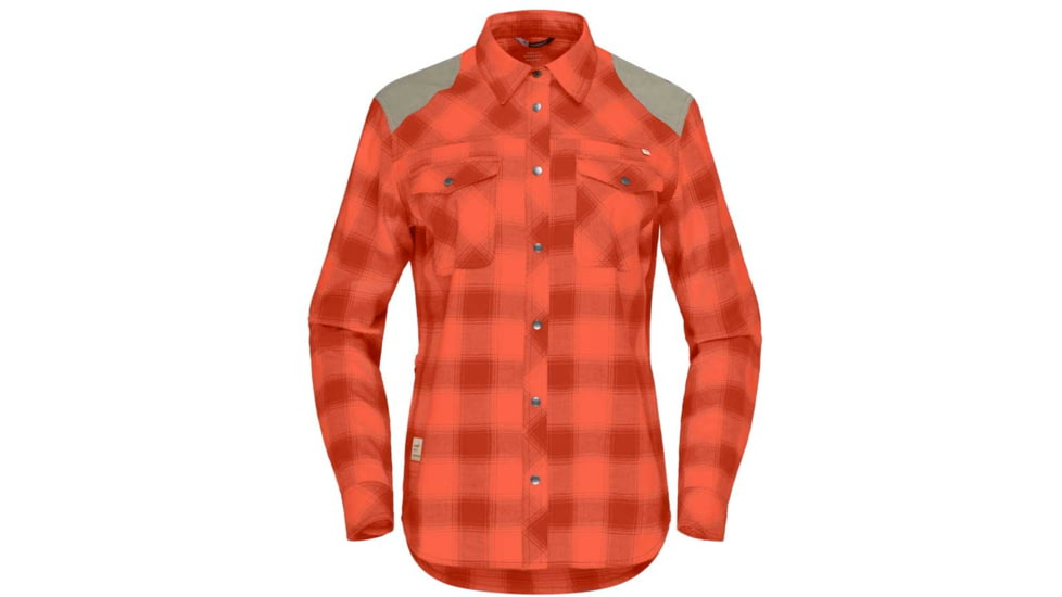 Norrona Svalbard Flannel Shirt - Womens, Orange Alert/Rooibos Tea, Large, 2401-23 5656 L