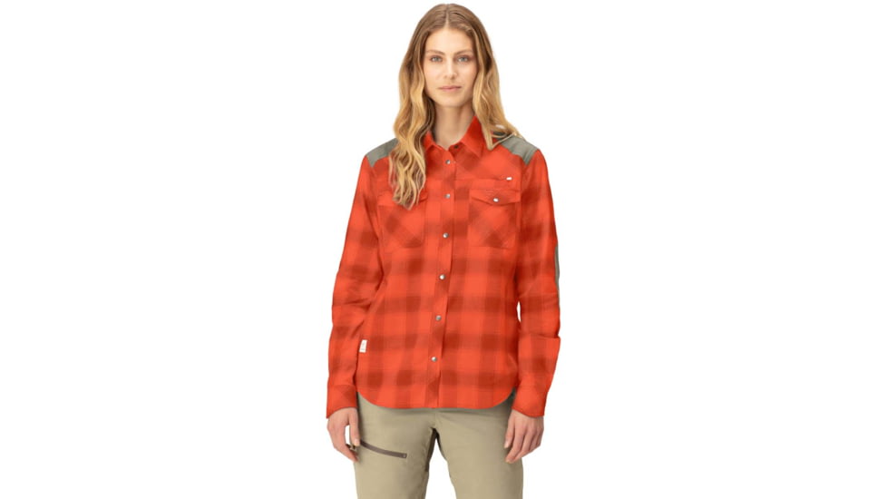 Norrona Svalbard Flannel Shirt - Womens, Orange Alert/Rooibos Tea, Large, 2401-23 5656 L