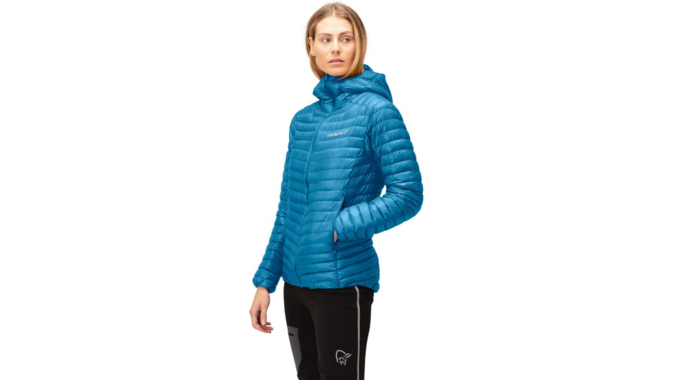Norrona Trollveggen Superlight Down850 Hood Jacket - Womens, Hawaiian Surf, S, 1621-22-6610-S