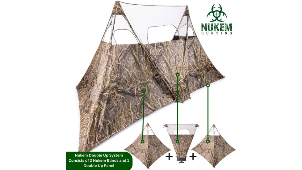 Nukem Grab &amp; Go Hunting Ground Blind Double Up System, Mossy Oak Habitat, Extra Large, NKDUS3HBXL