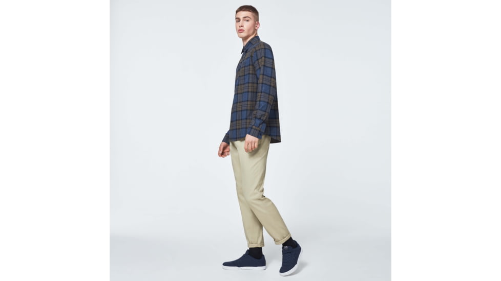 Oakley Checked Woven Long Sleeve Shirt 1 - Mens, Blue Hthr -Olive Check, 2XL, FOA400535-9DA-XXL