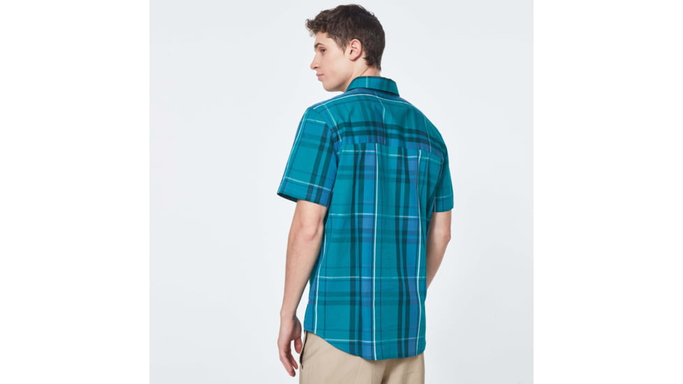 Oakley Checked Woven Short Sleeve Shirt - Mens, Green Check, Extra Small, FOA400030-97N-XS
