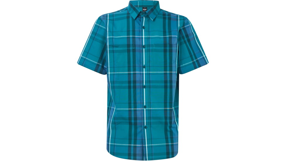 Oakley Checked Woven Short Sleeve Shirt - Mens, Green Check, Extra Small, FOA400030-97N-XS