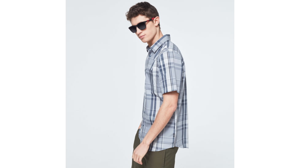 Oakley Checked Woven Short Sleeve Shirt - Mens, Grey Check, Large, FOA400030-97Y-L