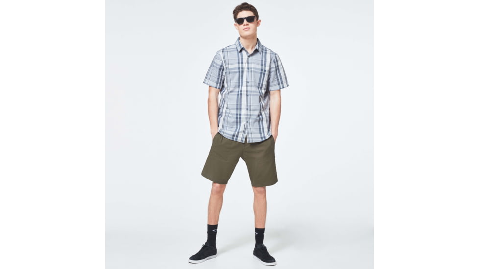 Oakley Checked Woven Short Sleeve Shirt - Mens, Grey Check, Large, FOA400030-97Y-L