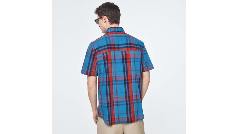 Oakley Checked Woven Short Sleeve Shirt - Mens, Orange Check, Extra Small, FOA400030-97E-XS