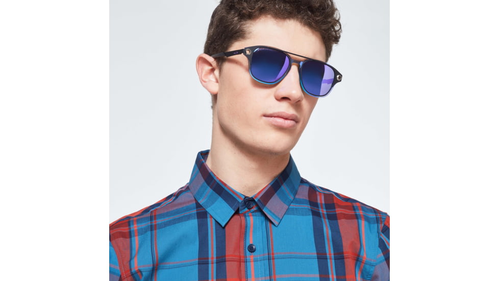 Oakley Checked Woven Short Sleeve Shirt - Mens, Orange Check, Extra Small, FOA400030-97E-XS