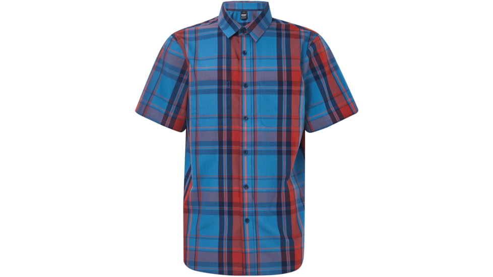Oakley Checked Woven Short Sleeve Shirt - Mens, Orange Check, Extra Small, FOA400030-97E-XS