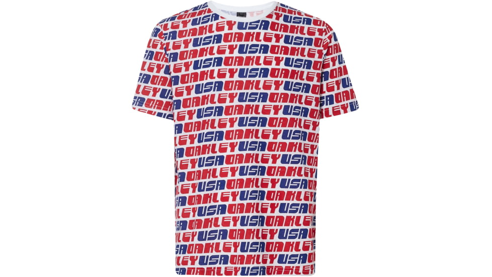 Oakley Logo Usa Allover Tee - Mens, White, Medium, 457884-100-M