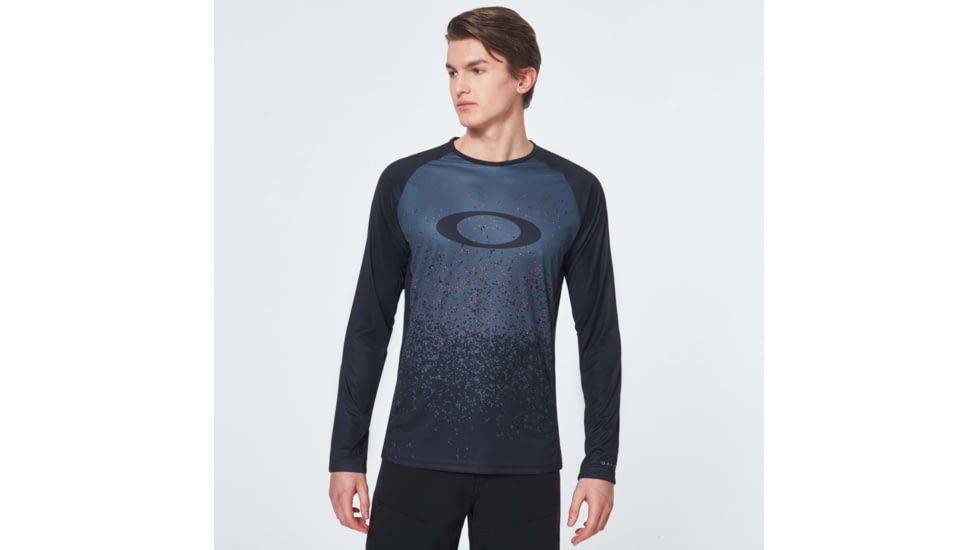 Oakley MTB Long Sleeve Tech Tee - Mens, Grey Pixel Print, Small, FOA400847-99G-S