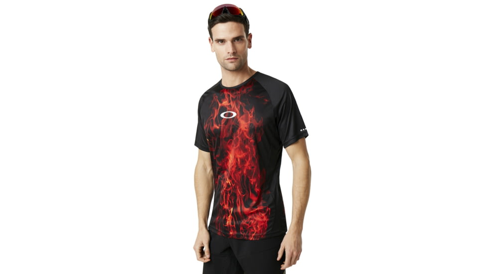 Oakley Mtb Short Sleeve Tech Tee - Mens, FLAMES, L, 457608-9A3-L