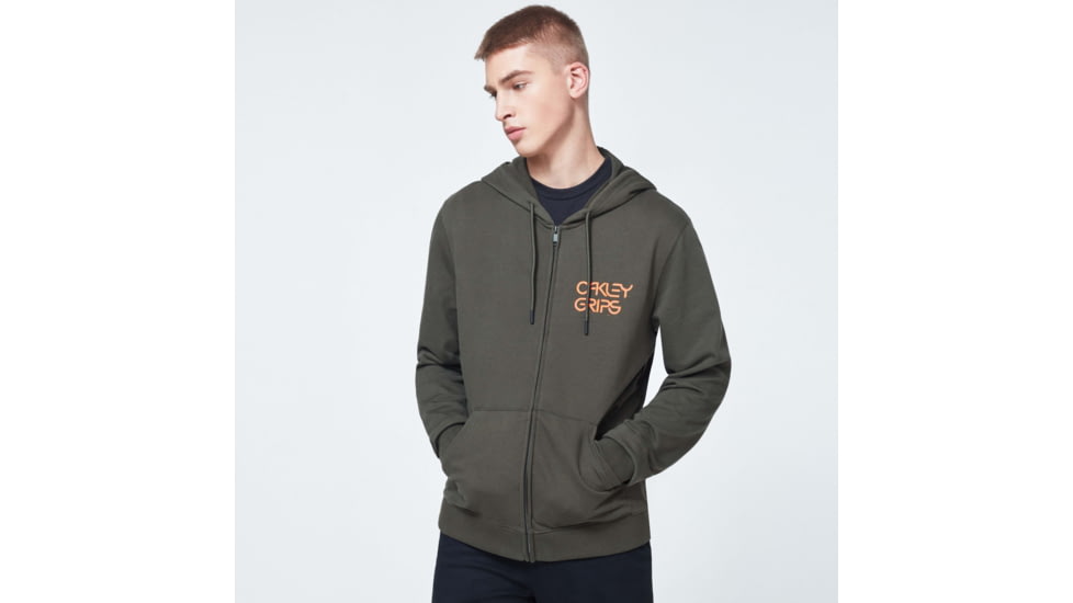 Oakley O-Grip Logo Full Zip Hoodie - Mens, New Dark Brush, Small, FOA400573-86L-S