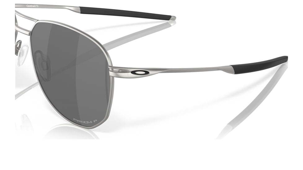 Oakley OO6050 Contrail TI Sunglasses - Mens, Satin Chrome Frame, Prizm Black Polarized Lens, 57, OO6050-605003-57
