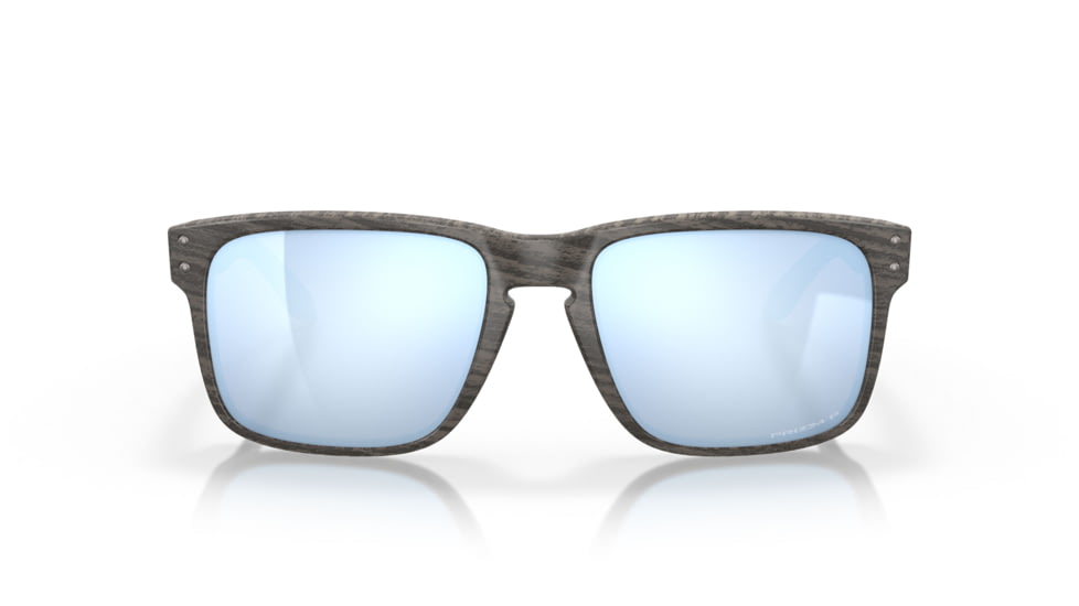 Oakley OO9102 Holbrook Sunglasses, Wood Grain Frame, Prizm Deep H2o Polarized Lenses, OO9102-9102J9-55