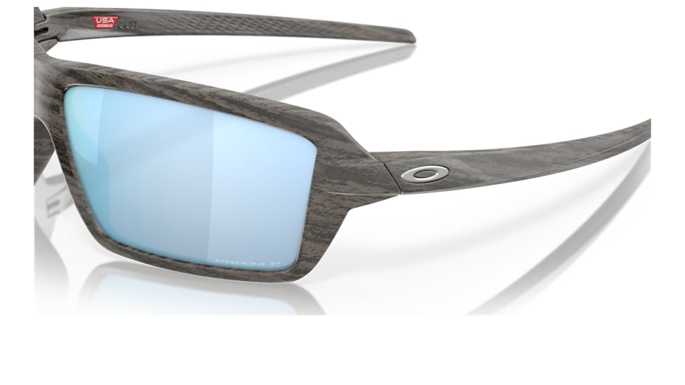 Oakley OO9129 Cables Sunglasses - Mens, Woodgrain Frame, Prizm Deep Water Polarized Lens, 63, OO9129-912906-63