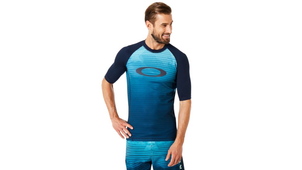 Oakley Rashguard Short Sleeve Tee - Mens, Fathom, Large, 482399-6AC-L