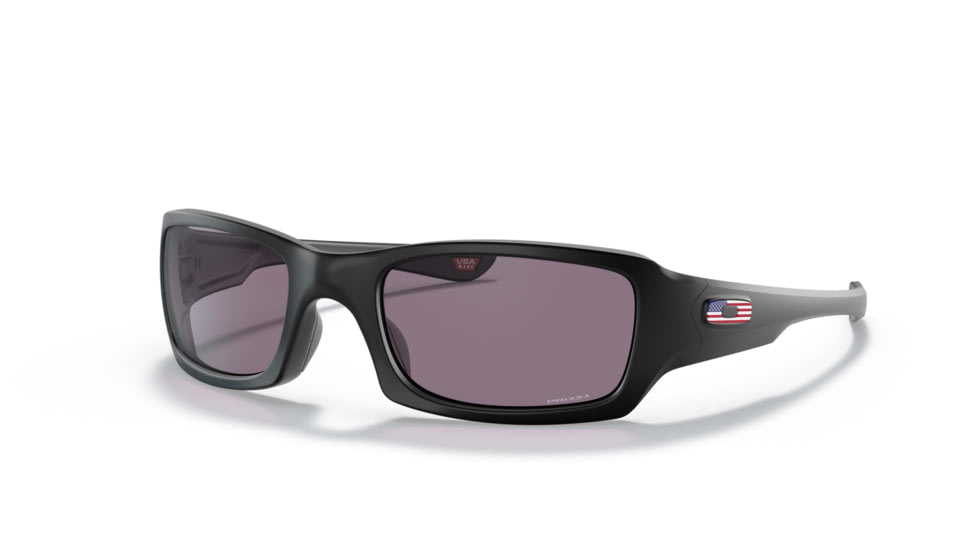 Oakley SI Fives Squared Sunglasses, Matte Black/USA Flag Frame, Prizm Gray Lens, OO9238-3554