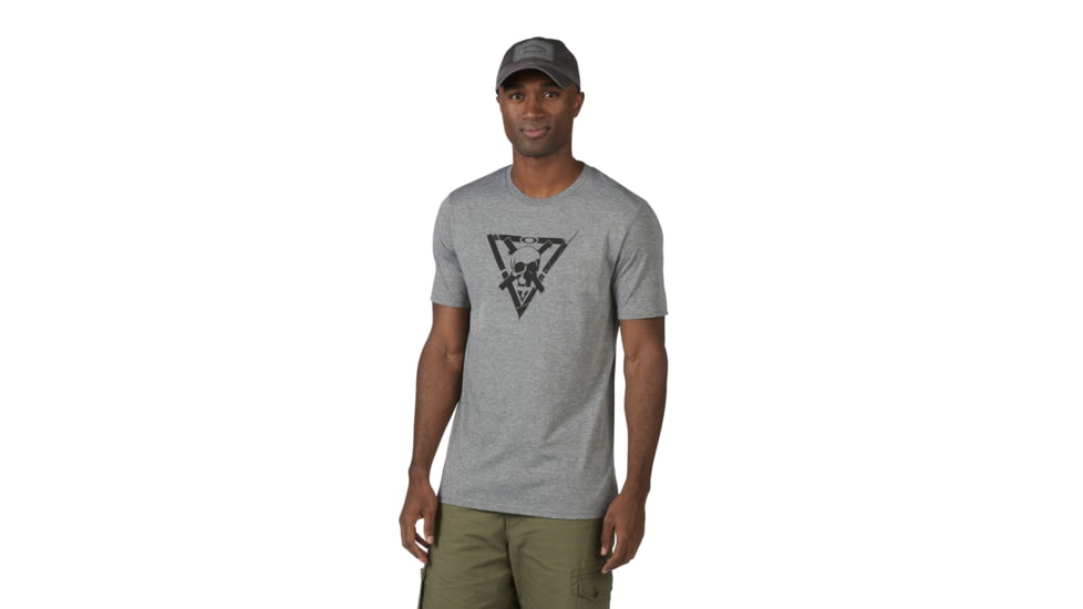 Oakley SI O-Skull Cross Short Sleeve Tee - Mens, Athletic Heather Grey, Extra Large, 456237-24G-XL