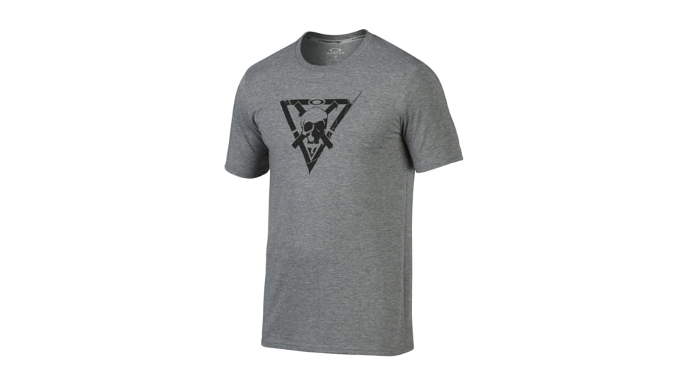 Oakley SI O-Skull Cross Short Sleeve Tee - Mens, Athletic Heather Grey, Extra Large, 456237-24G-XL