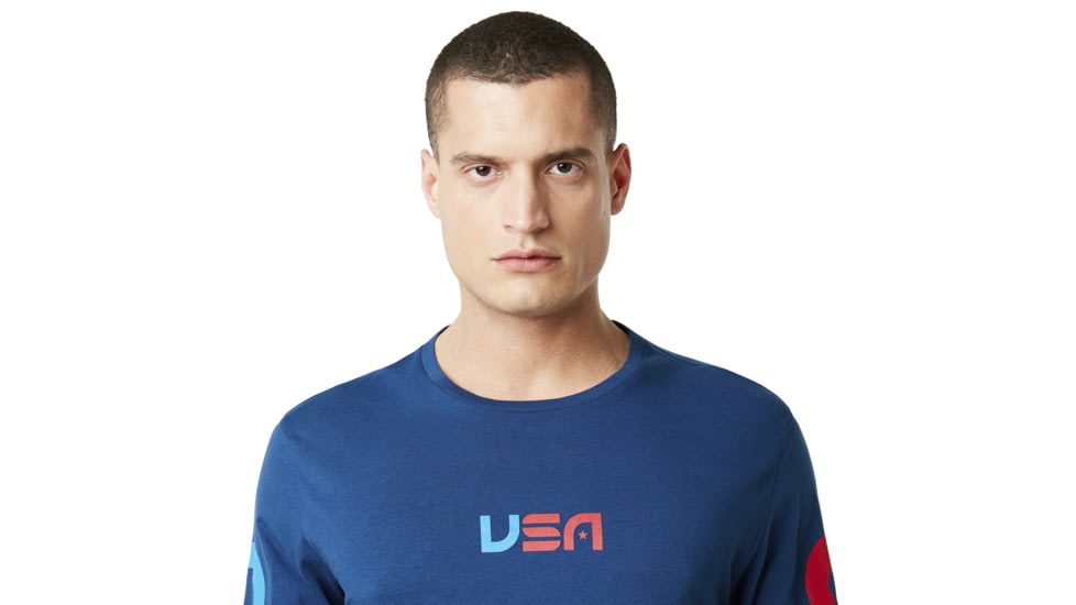 Oakley SI Usa Star Ls Tee - Mens, Dark Blue, 3XL, 457567-609-XXXL