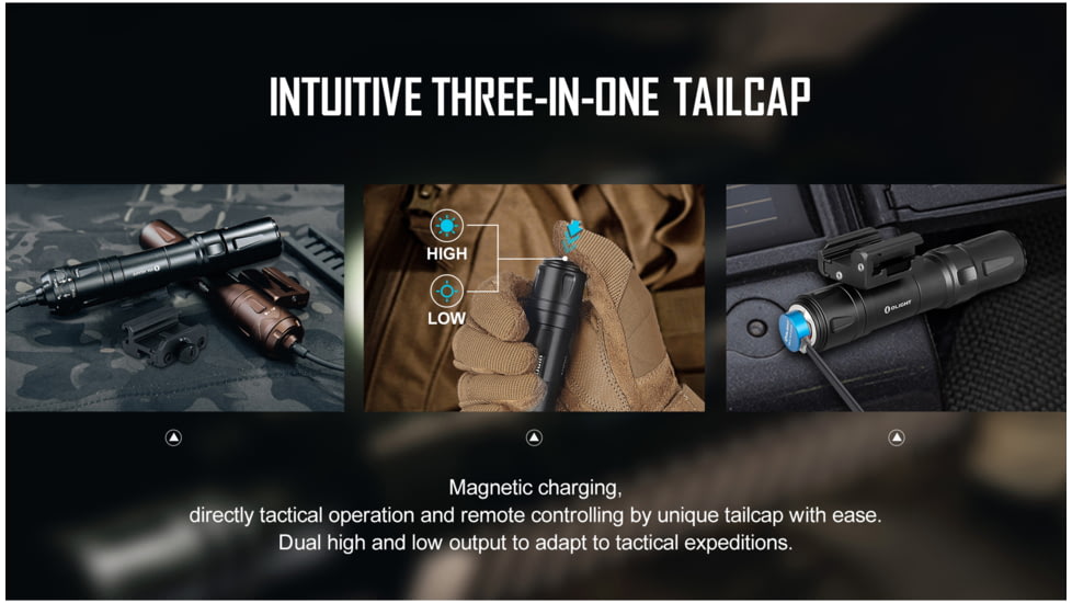 Olight Odin Rechargeable LED Flashlight, Natural White, 2000 Lumens, Black, FL-OL-ODIN-BK