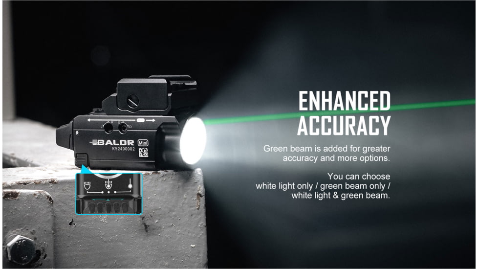 Olight Baldr Mini 600 Lumens LED Flashlight with Green Laser Sight