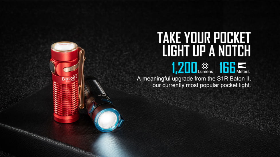 Olight Baton 3 Premium Edition 1200 Lumens LED EDC Flashlight with Wireless Charging Case