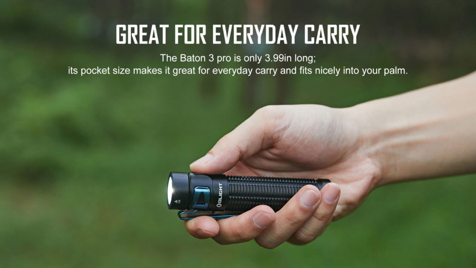 Olight Olight Baton 3 Pro 1500 Lumen Cool White Rechargeable EDC Flashlight, Black, FL-OL-BATON3PRO-CWBK