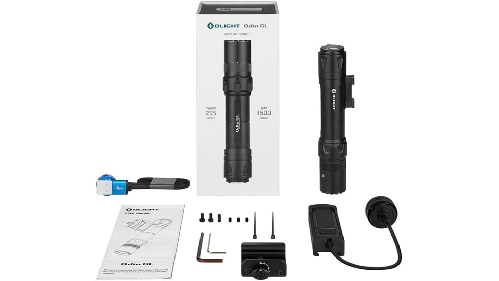 Olight Odin GL 1500 Lumens LED Rechargeable Rail Mount Flashlight w/Green Beam Combo