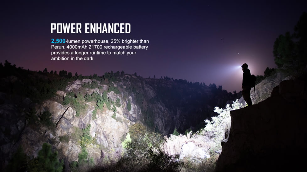 Olight Perun 2 Rechargeable LED Headlamp, Cool White, 2000 Lumenss, Black, FL-OL-PERUN2-BK