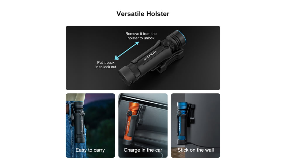 Olight Seeker 4 Pro CW, Rechargeable Handheld Flashlight, 4,600 Lumens, Black, Includes Holster, SEEKER4PROMTBKCW