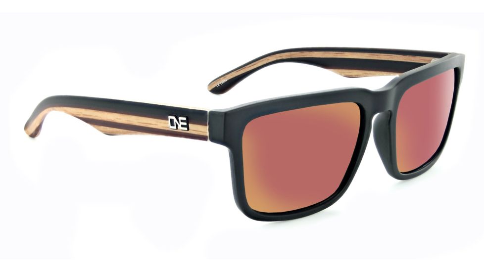 One Mashup Sunglasses, Black w/ Wood Temple, 22033