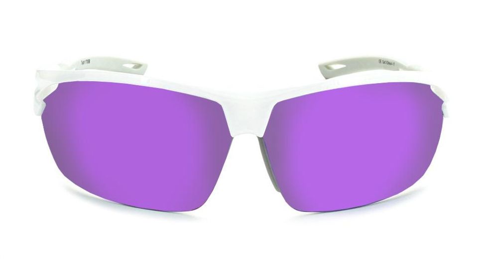 Optic Nerve Tach Sunglasses, Shiny White with Grey Frame, Lens 2 Sets- Grey w/Purple Mirror, Copper 17058