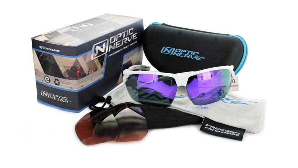 Optic Nerve Tach Sunglasses, Shiny white with Grey, 17058