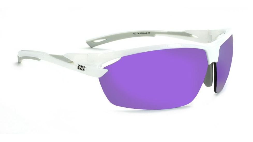 Optic Nerve Tach Sunglasses, Shiny White with Grey Frame, Lens 2 Sets- Grey w/Purple Mirror, Copper 17058
