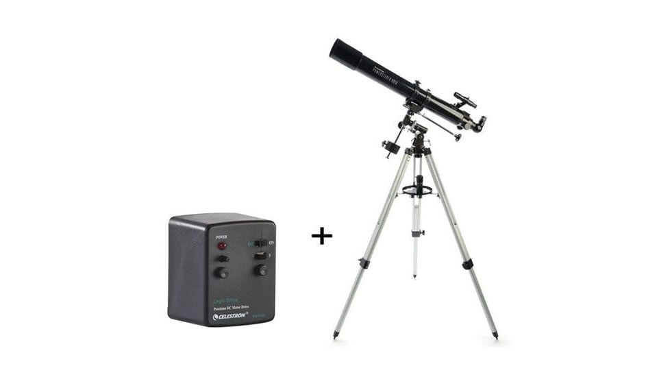 OpticsPlanet Exclusive Celestron PowerSeeker 80EQ Refractor Telescope with Motor Drive Package, Tripod, 21048-OP