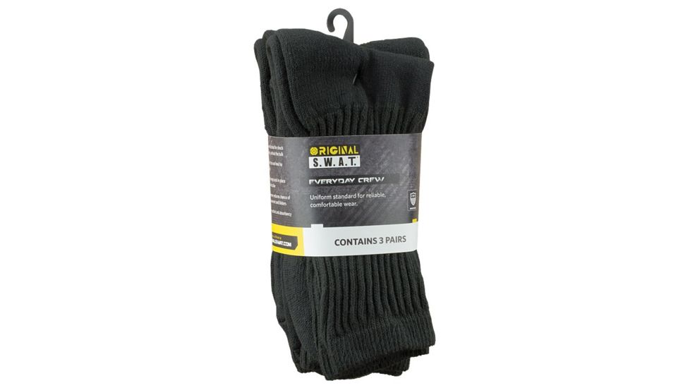 Original SWAT Everyday Crew Socks,Black, One Size,3 Pair 505001