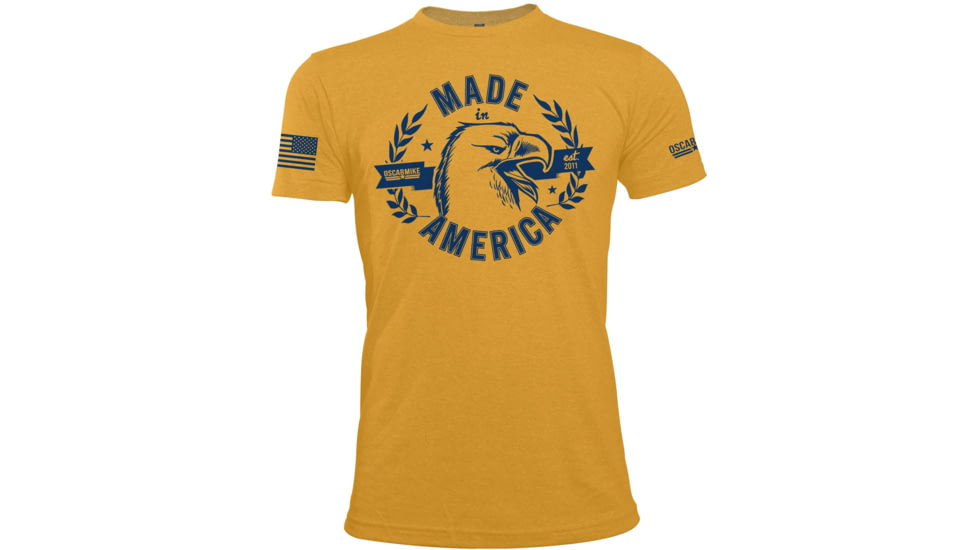 Oscar Mike American Eagle Tee - Mens T-Shirts, Heathered Gold, XL, M-OM-GOLD-01-0016-XL