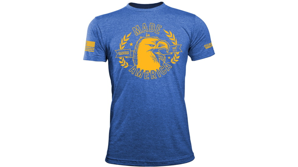 Oscar Mike American Eagle Tee - Mens T-Shirts, Vintage Blue, XL, M-OM-HTRBLU-01-0427-XL