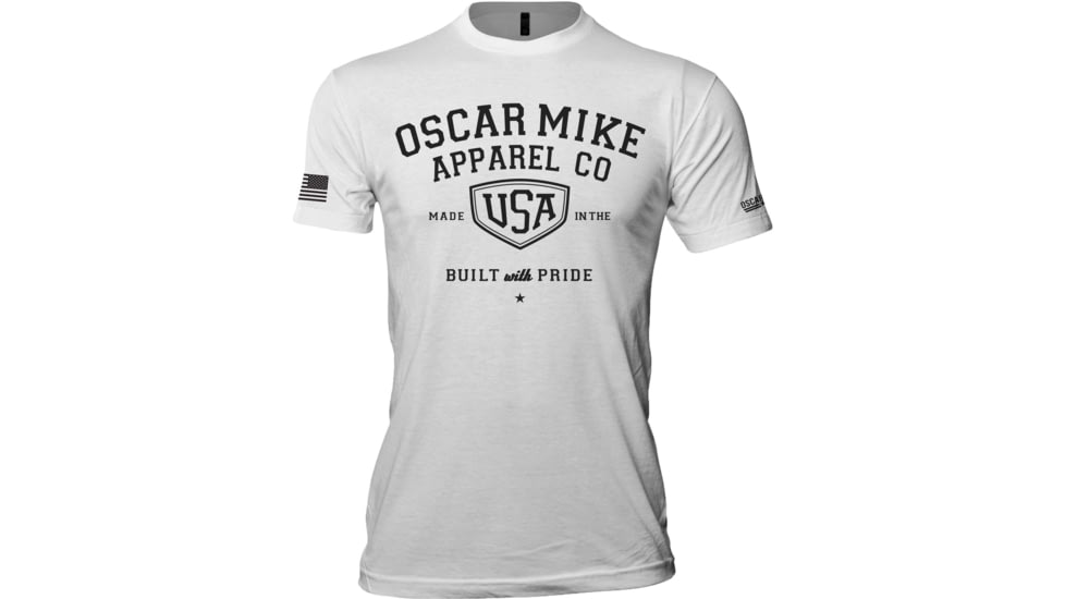Oscar Mike Built With Pride T-Shirt - Mens, White, L, M-OM-WHITE-01-0237-L