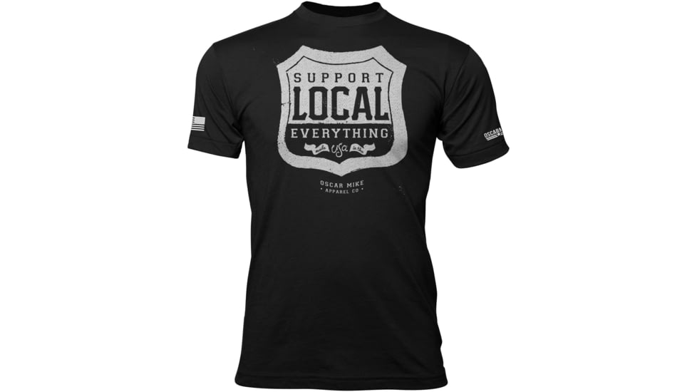 Oscar Mike Support Local Tee - Mens T-Shirts, Black, S, M-OM-BLACK-01-0217-S