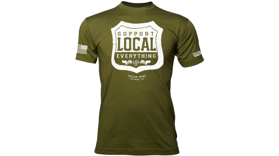 Oscar Mike Support Local Tee - Mens T-Shirts, Olive, 3XL, M-OM-ODG-01-0165-XXXL
