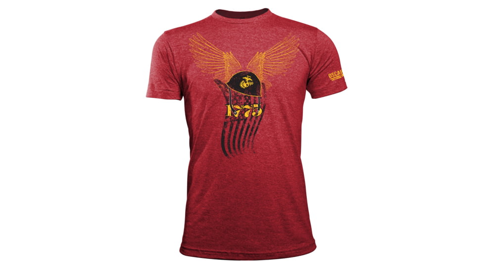 Oscar Mike USMC First To Fight Tee, Heathered Red, Small, M-OM-HTRRED-01-0398-S