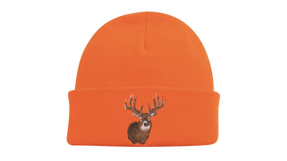 Outdoor Cap Knit Watch Cap, Blaze Orange w/Deer One Size KW03DH