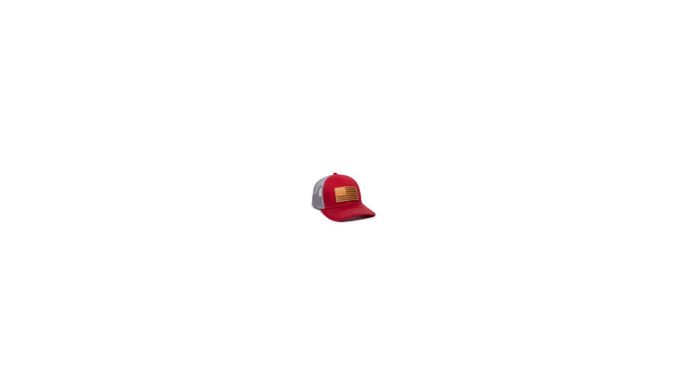 Outdoor Cap USA Leather Patch Flag Logo Mid Crown Meshback Cap, Cardinal/Grey, USA771-CG