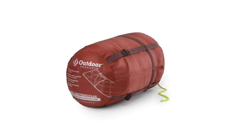 Outdoor Products 40F Extra Large Sleeping Bag w/ Pillow, Orange/Maroon, 50034