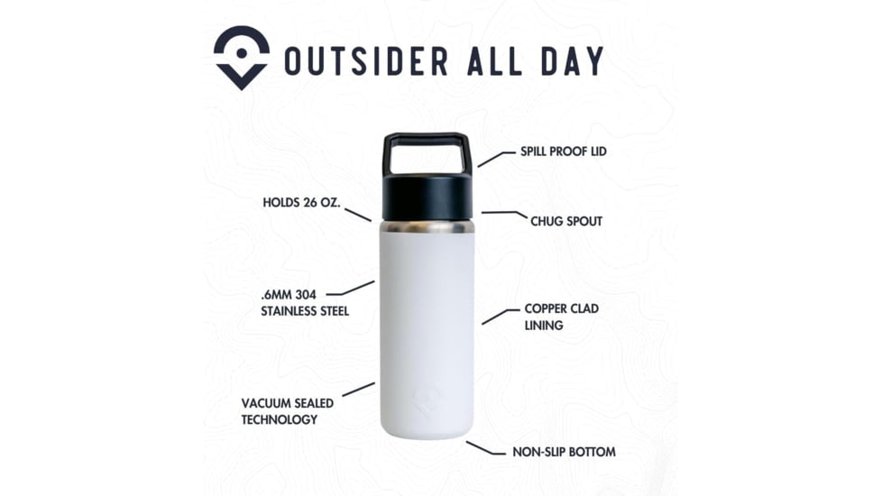 Outsider The All Day Water Bottle, White, 1006538