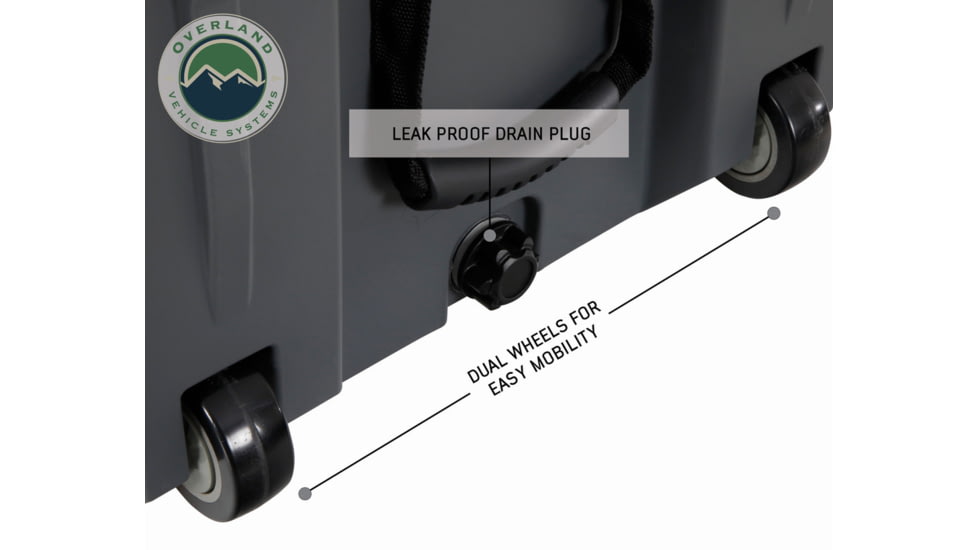 Overland Vehicle Systems D.B.S. Dry Box w/ Wheels, Drain and Bottle Opener, Dark Grey, 169 QT, 40100031