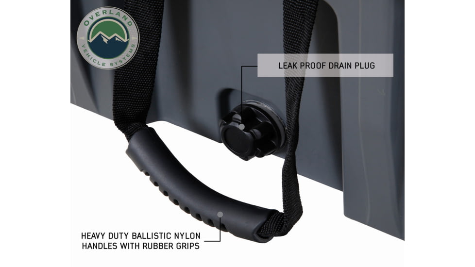 Overland Vehicle Systems D.B.S. Dry Box w/ Wheels, Drain and Bottle Opener, Dark Grey, 53 QT, 40100001